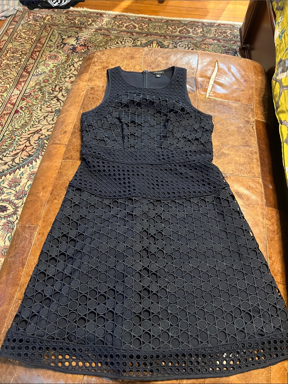 Ann Taylor navy circle lace dress sleeveless size 2